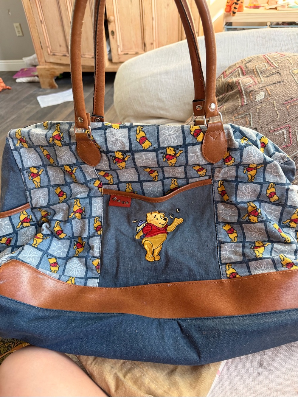 Disney Winnie the Pooh Blue and Brown Baby Bag